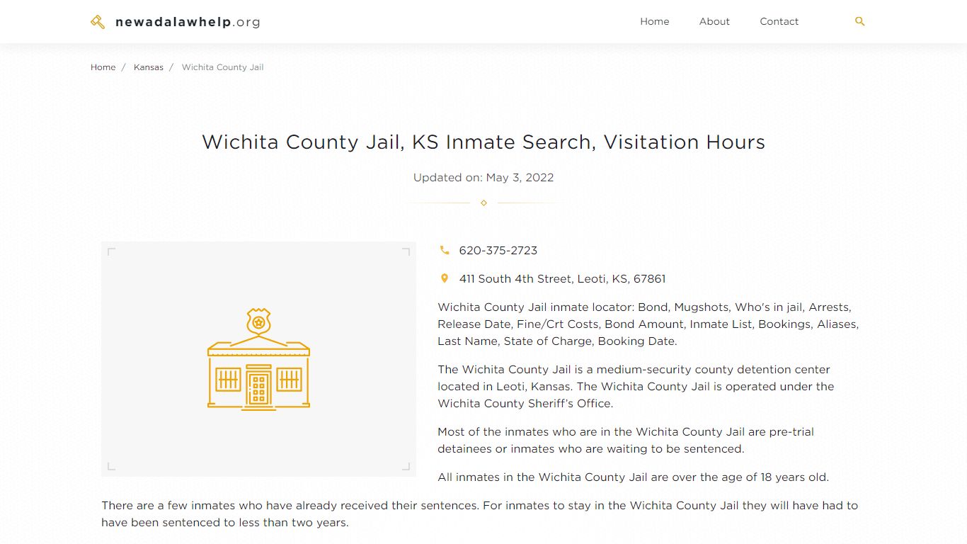 Wichita County Jail, KS Inmate Search, Visitation Hours