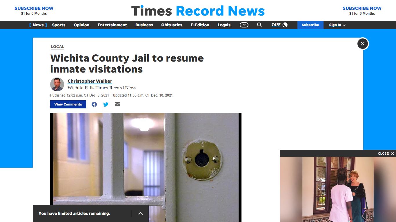 Wichita County Jail to resume inmate visitations.